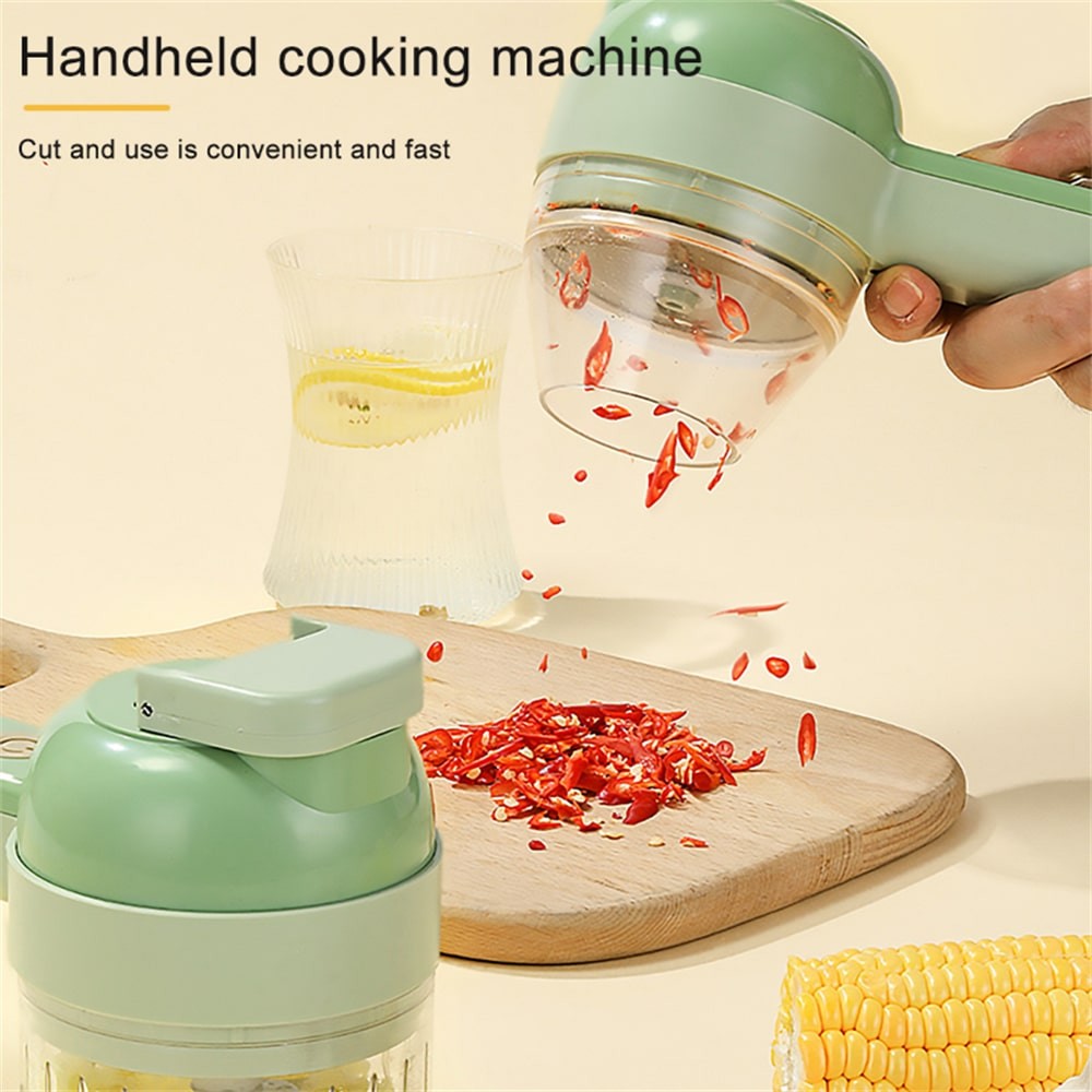 Multifunctional 4 In1 Electric Vegetable Cutter Slicer Garlic Mud